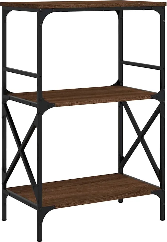 vidaXL 3 szintes barna tölgy szerelt fa könyvespolc 56 x 35 x 90,5 cm