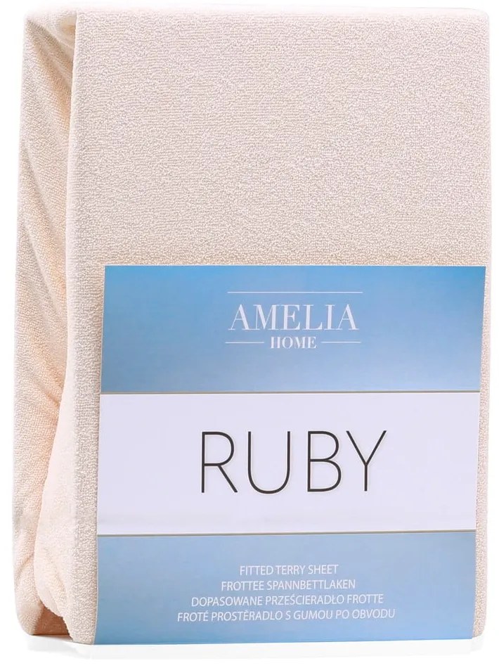 Bézs gumis frottír lepedő 140x200 cm Ruby – Restilo