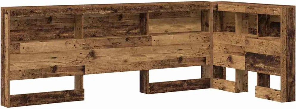 vidaXL Tároló fejtámla polcokkal fejtámlával Öreg fa 80 cm Faanyag