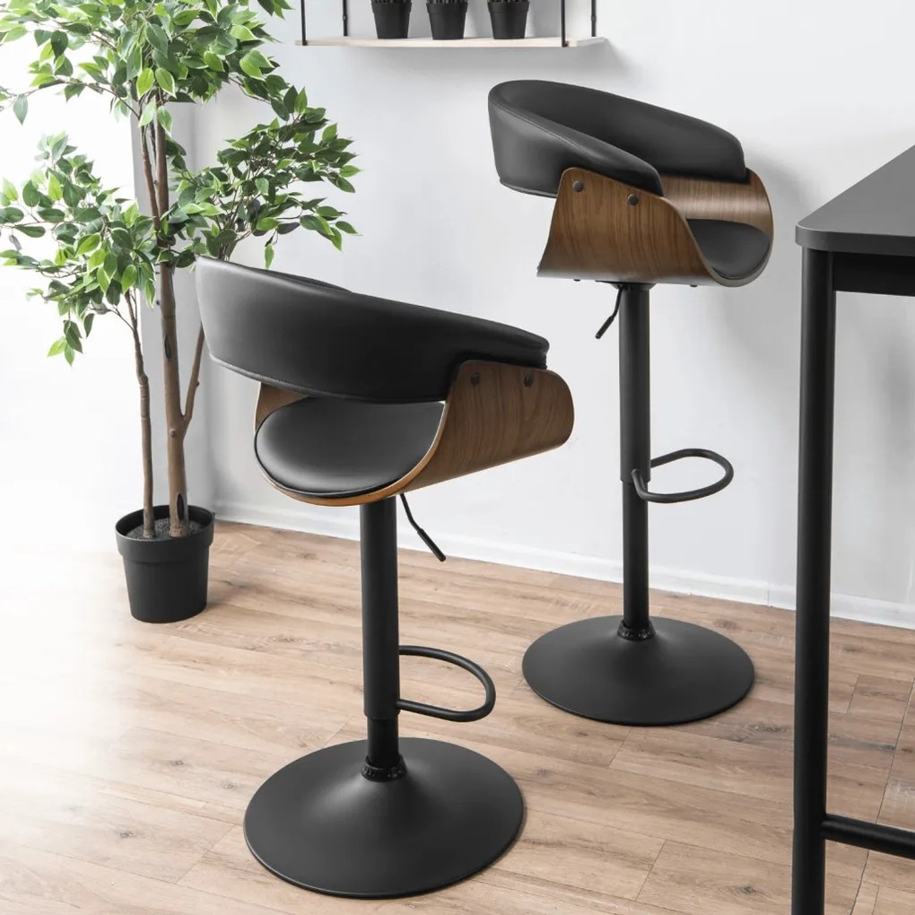 Elegáns Bárszék Fekete Eco-bőr Kárpittal. NEVADA