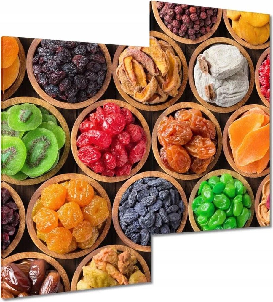 Vászonkép 60x60 Aszalt gyümölcsök tálakban