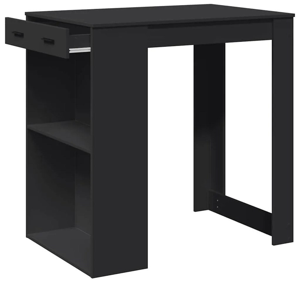 fekete szerelt fa bárasztal 102 x 70 x 103,5 cm