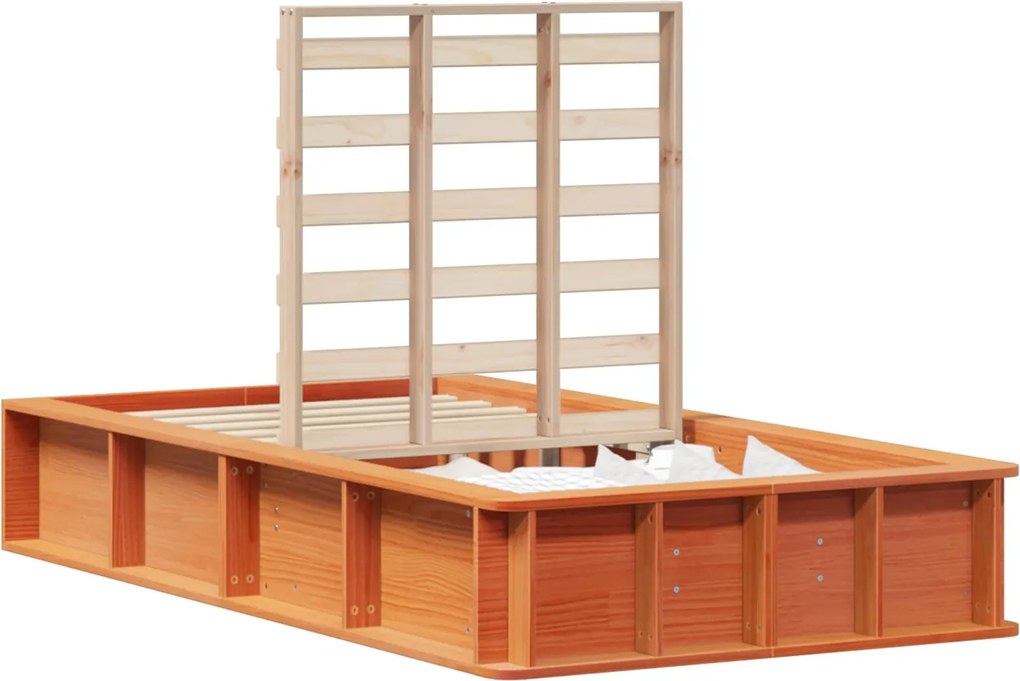 vidaXL Ágykeret Faggyú barna 90 x 190 cm Tömör fenyőfa