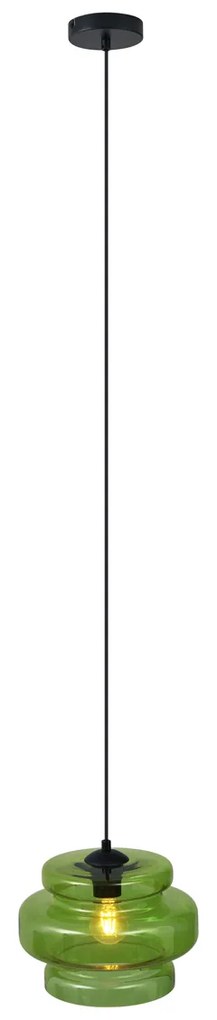 Retro függőlámpa fekete, zöld üveggel - Denise