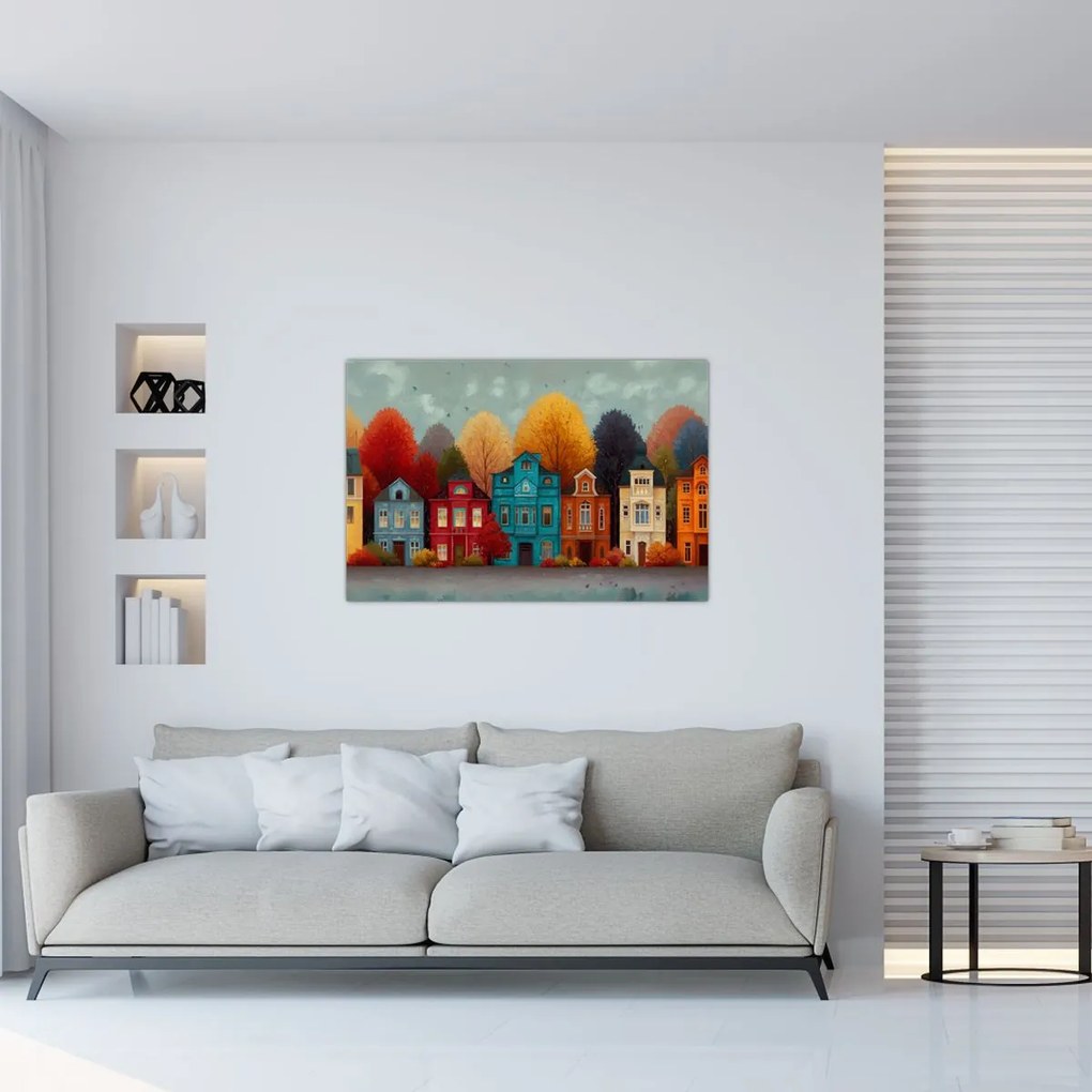 Kép - Festett őszi város (90x60 cm)