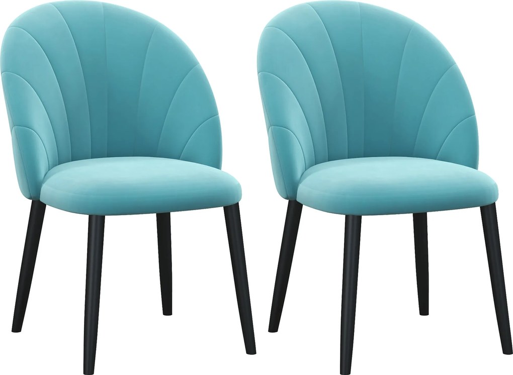 HOMCOM 2 db Bársony Étkezőszék, Konyhai és Nappali Szék Fém Lábbal és Héj Háttámlával, Bézs | Aosom