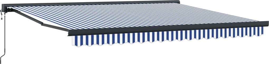 vidaXL Napernyő Kék és Fehér 350 x 250 x 165 cm Pamut és Alumínium
