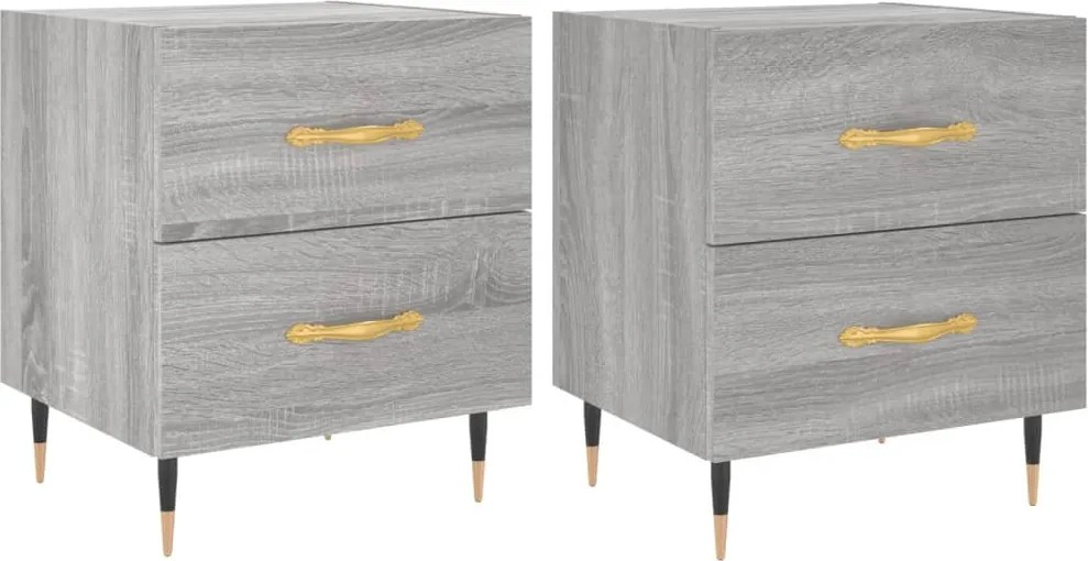 vidaXL 2 db szürke sonoma színű szerelt fa éjjeliszekrény 40x35x47,5cm