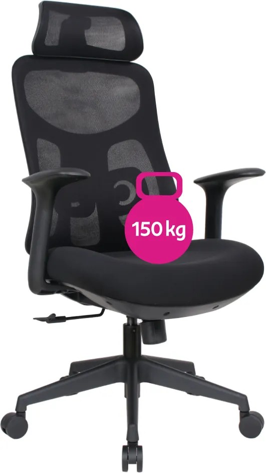 Irodai szék, fekete, teherbírás 150 kg, SULIVAN