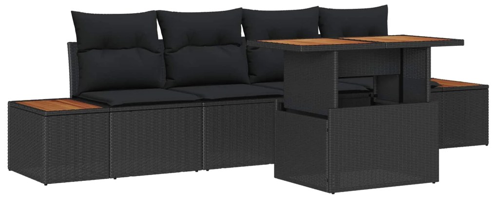 vidaXL Kert étkező szett párnával 5 pcs Fekete és Barna