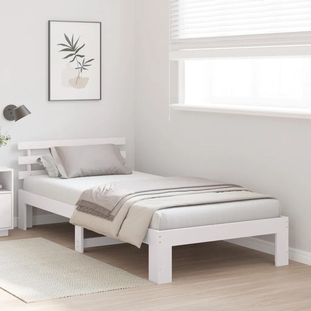 Faágykeret Fehér Fa 100 x 200 cm Minimalista Ágykeret