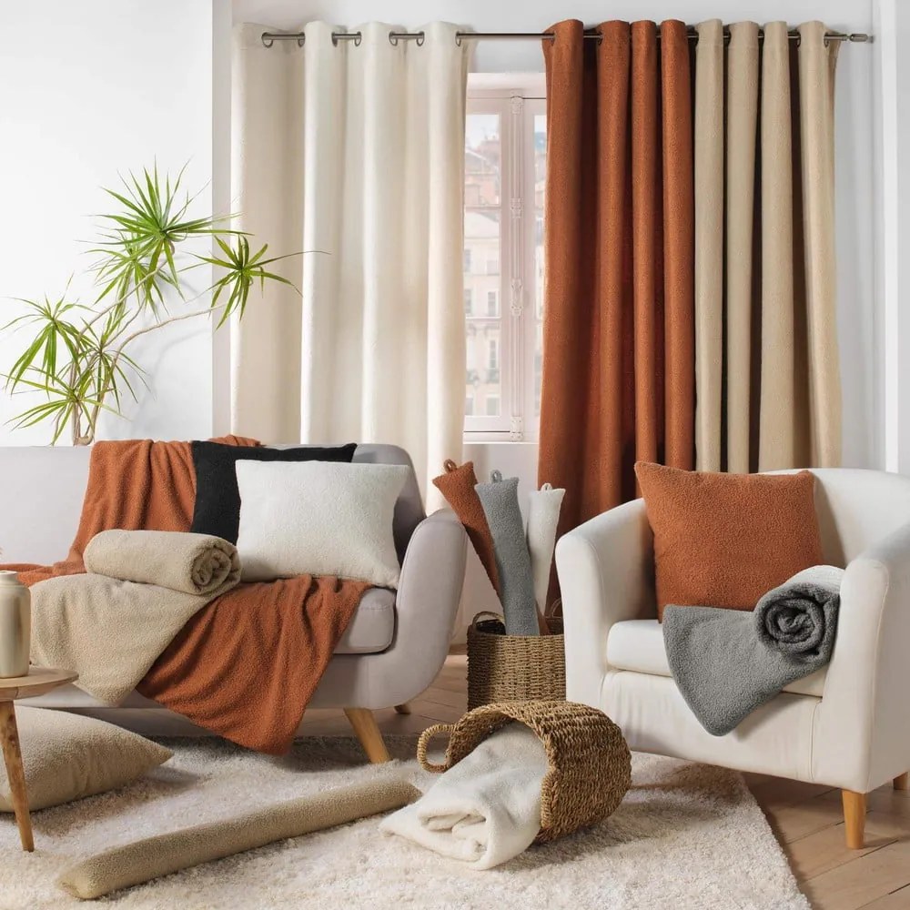 Pirosas narancssárga fleece takaró 180x220 cm Curly Wooly – douceur d'intérieur
