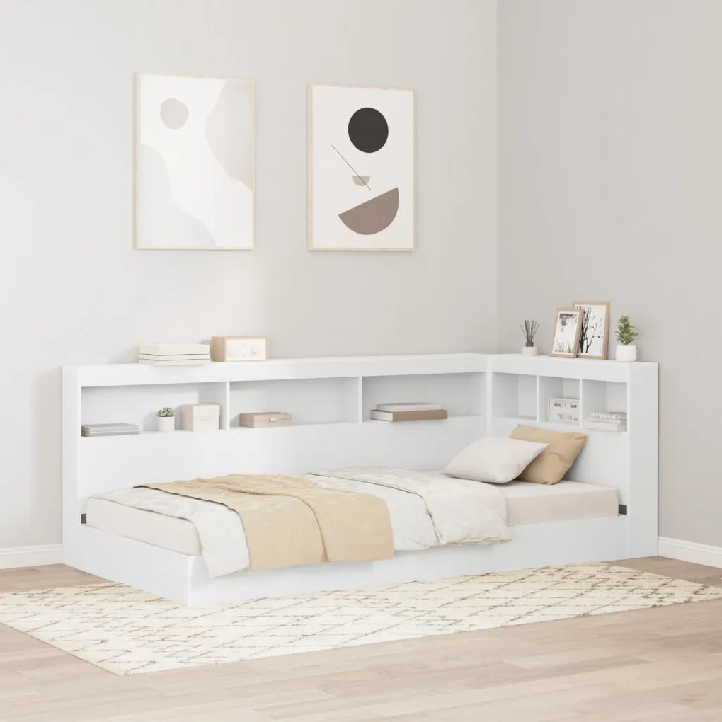 Könyvespolc ágy Fehér 75x190 cm Mérnöki Fa
