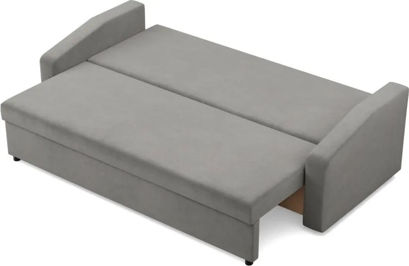 Zeus kanapéágy, bársony, bonell töltet, döntött kartámasz, világosszürke