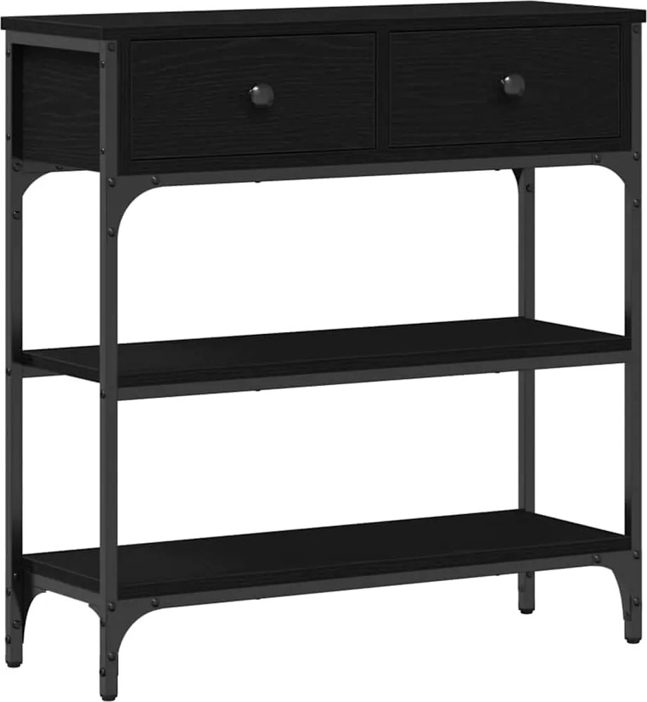 vidaXL Konzolasztal fiókkal Fekete tölgy 72.5 x 25 x 75 cm Faanyag