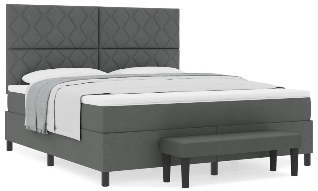 Box Spring Ágy Matraccal és Padal Sötétszürke 180x200 cm Szövet