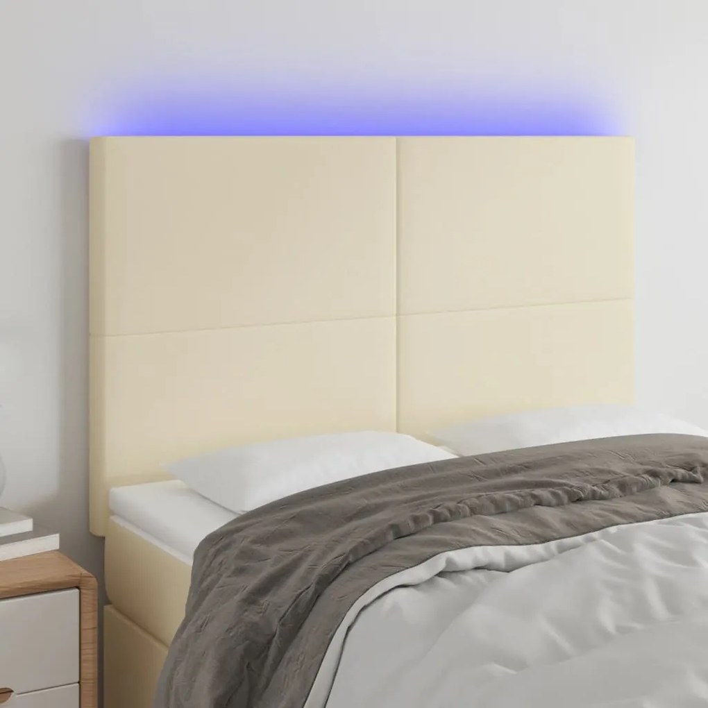 krémszínű műbőr LED-es fejtámla 144x5x118/128 cm