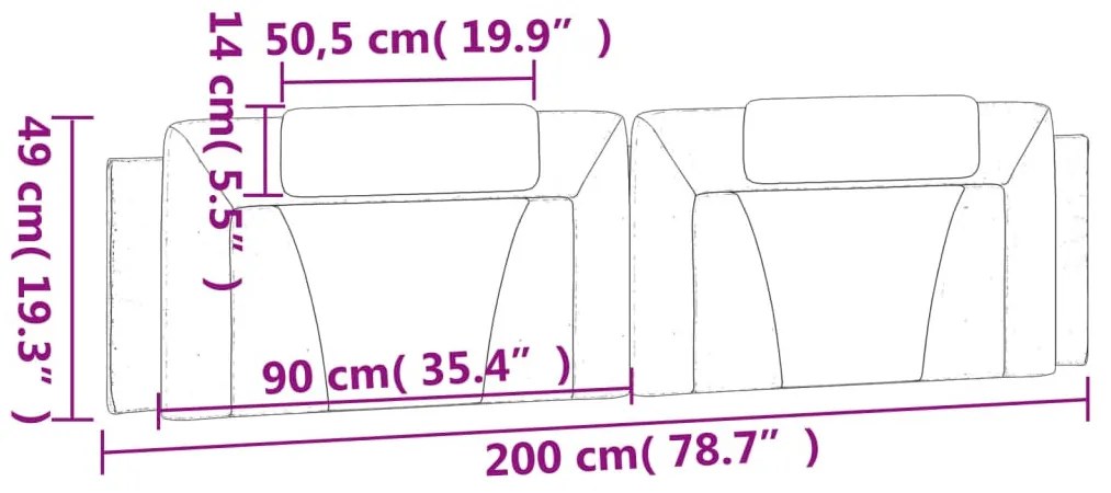 szürke műbőr fejtámla párna Viana 200 cm