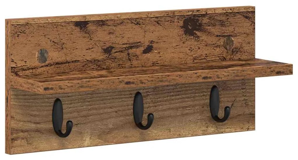 Fali Kabáthorog polcokkal Régi fa 40 x 10.5 x 18 cm Faanyag