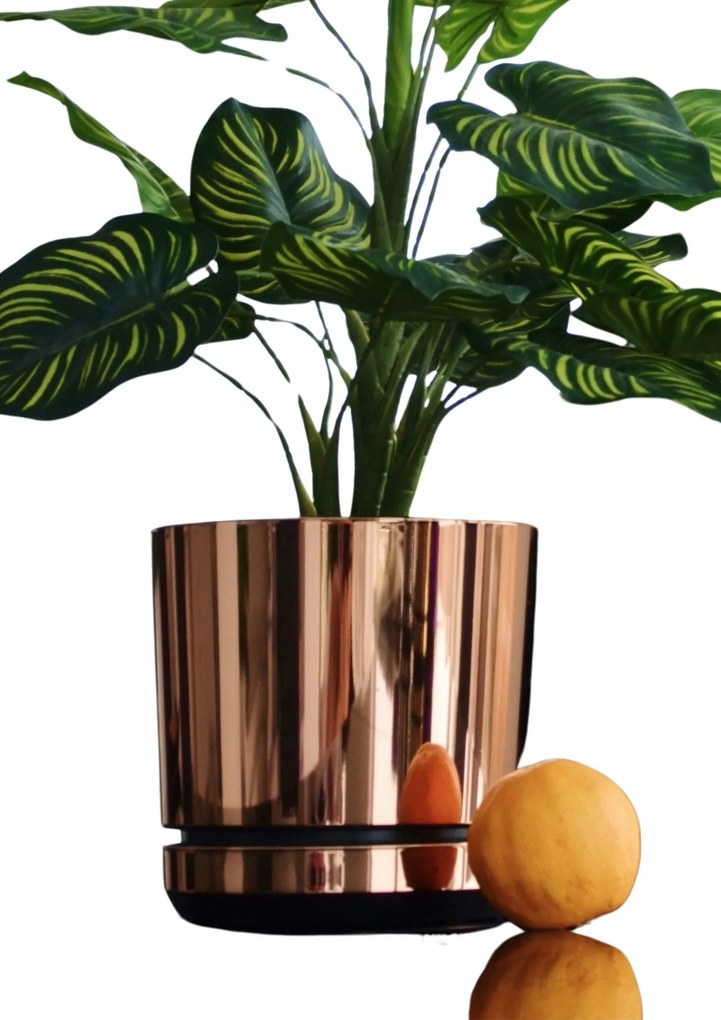 12 cm-es Virágcserép állvánnyal Lazac rózsaszín arany magas fényű glamour