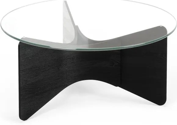 Fekete kerek dohányzóasztal üveg asztallappal 87x87 cm Madera – Umbra