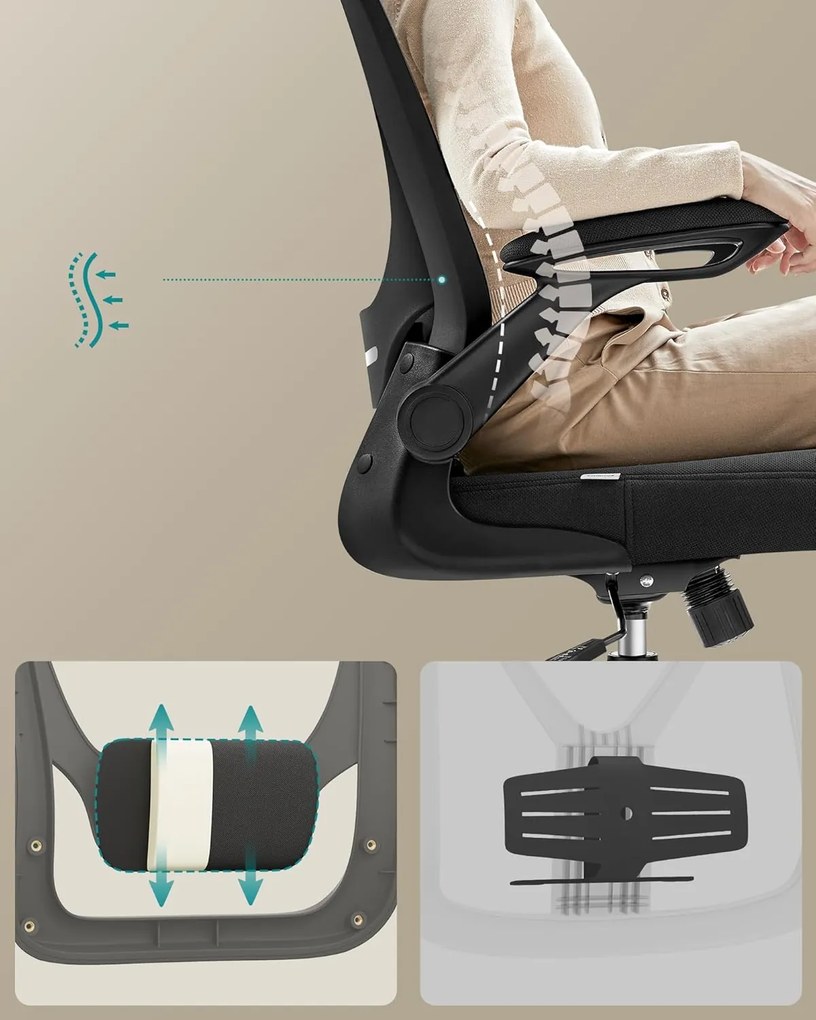 ergonomikus irodai szék, forgószék hálós háttámlával, fekete színben