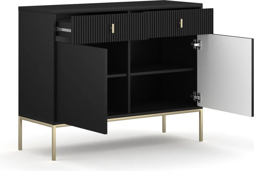 Komód fekete színben 2 ajtó/2 fiók. MAGGIORE