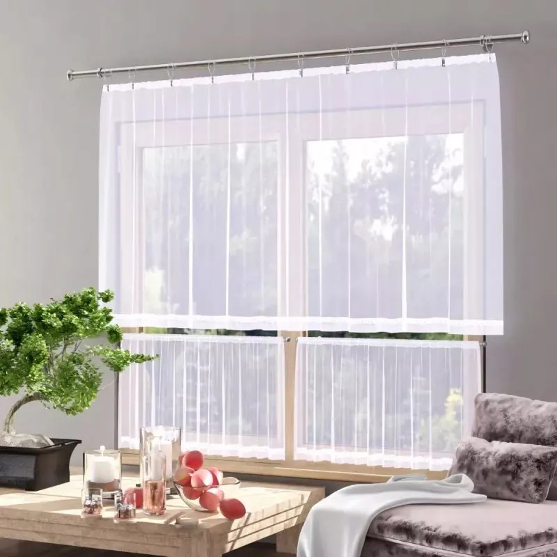 Fátyolfüggöny szett antracit fehér 290x120cm (100x50cm)x2