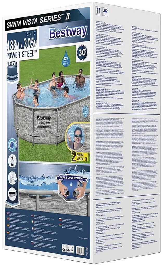 BESTWAY Power Steel Swim Vista fémvázas medence szett, 488 x 305 x 107 cm 56946