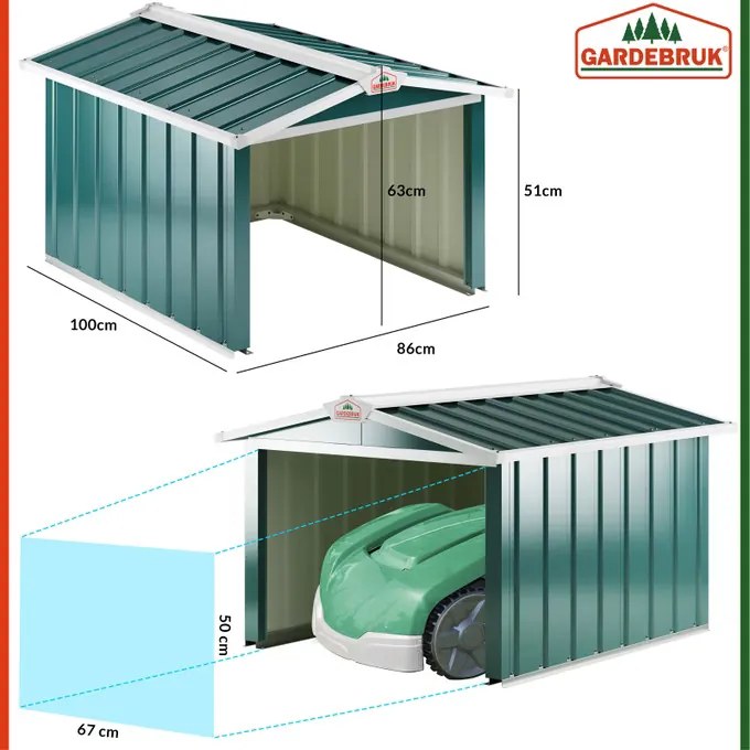 Deuba Garázs robotfűnyíróhoz 86x100x63 cm - zöld