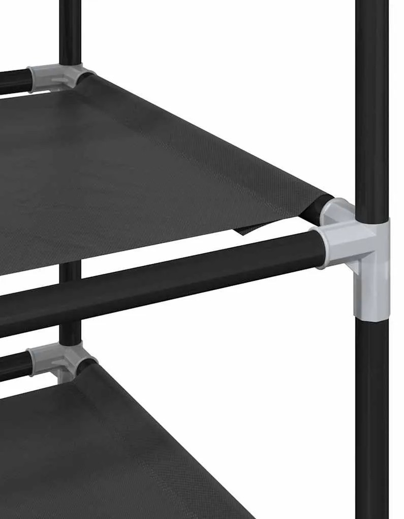 fekete nem szőtt szövetből cipőállvány 8 szintes 44x28x145 cm