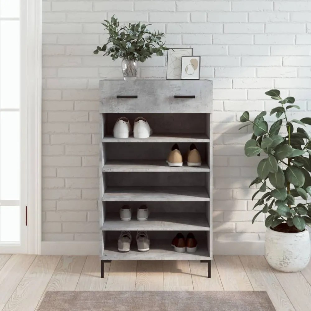 betonszürke szerelt fa cipőszekrény 60x35x105 cm
