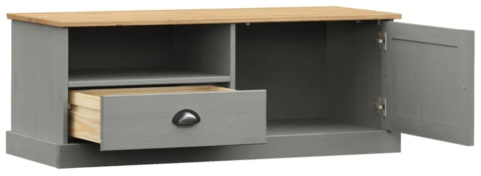 VIGO szürke tömör fenyőfa TV-szekrény 106 x 40 x 40 cm