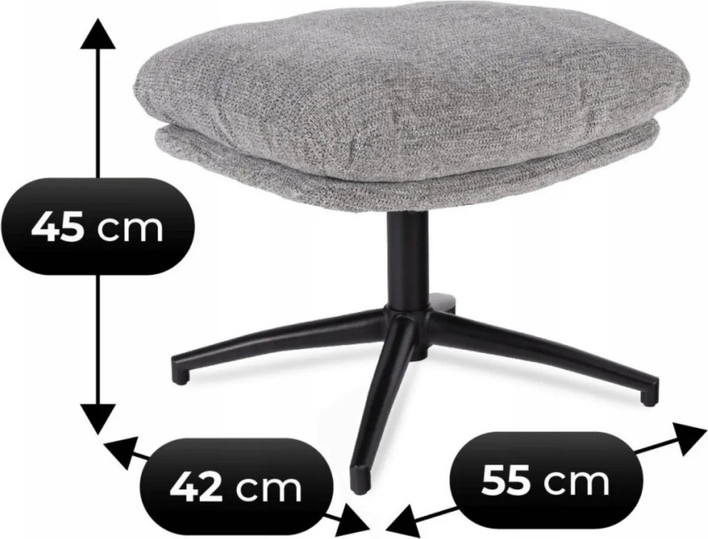 Forgó pihenőfotel lábtartóval szürke, FREMONT