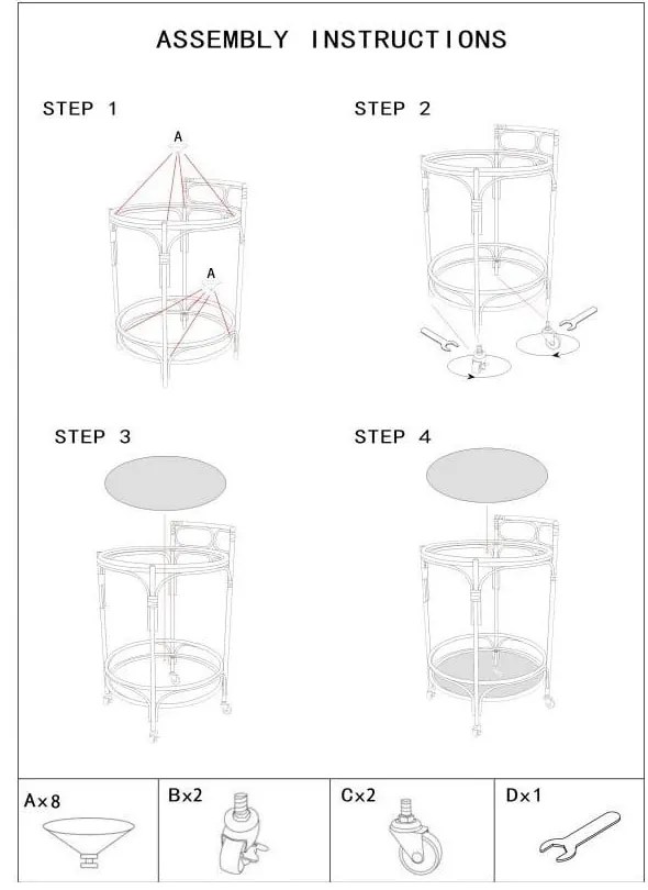 Fém gurulós zsúrkocsi ø 51 cm Panama – Mauro Ferretti