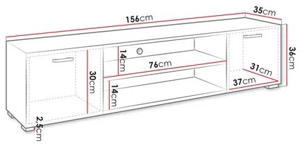 TV asztal GIMREN 36x156 cm fehér