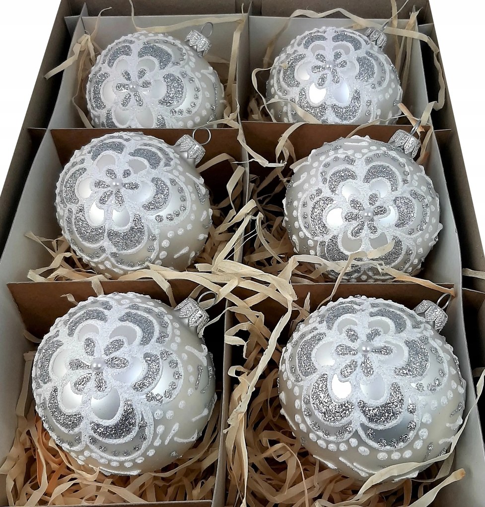 Üveg karácsonyfadísz 6 db 8 cm Prémium