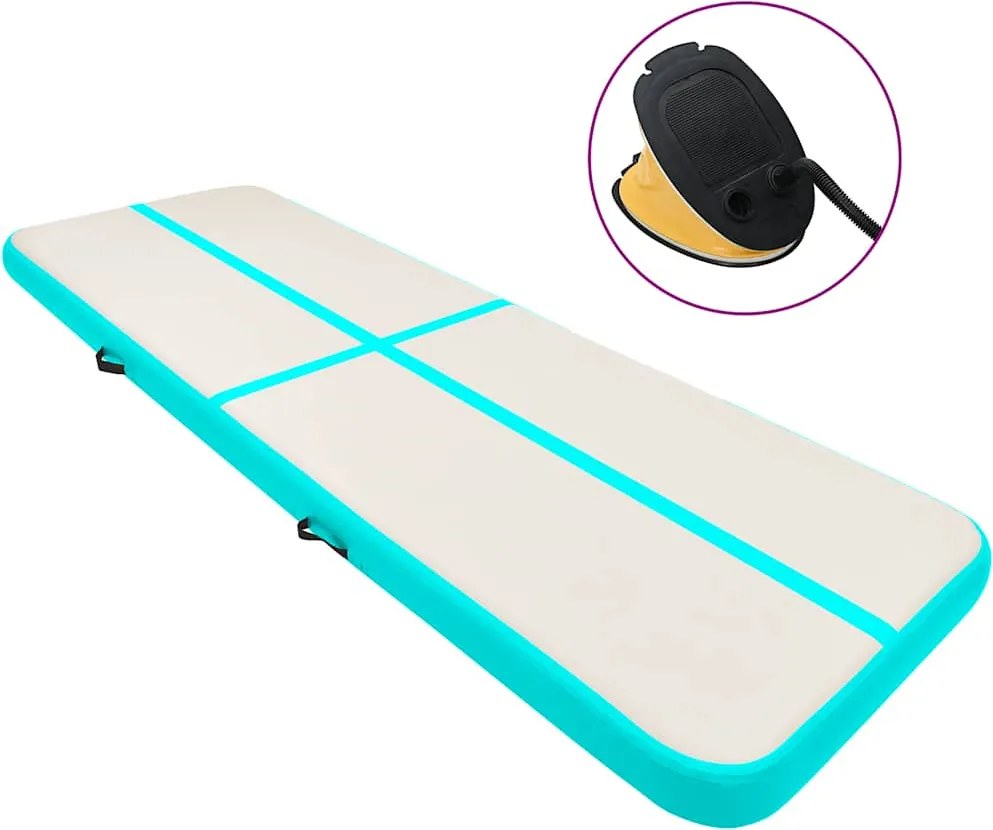 vidaXL zöld PVC felfújható tornamatrac pumpával 500 x 100 x 20 cm