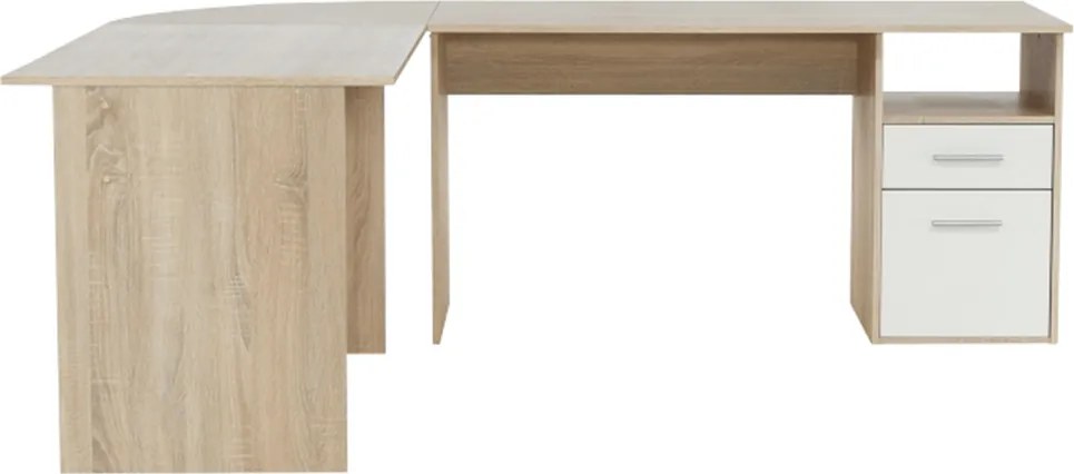 Sarok számítógépasztal, sonoma tölgyfa/fehér, MAURUS NEW MA11
