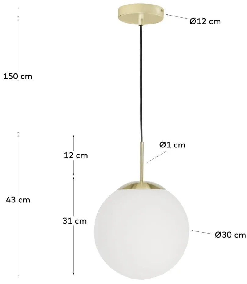Fehér-aranyszínű függőlámpa üveg búrával ø 30 cm Mahala – Kave Home