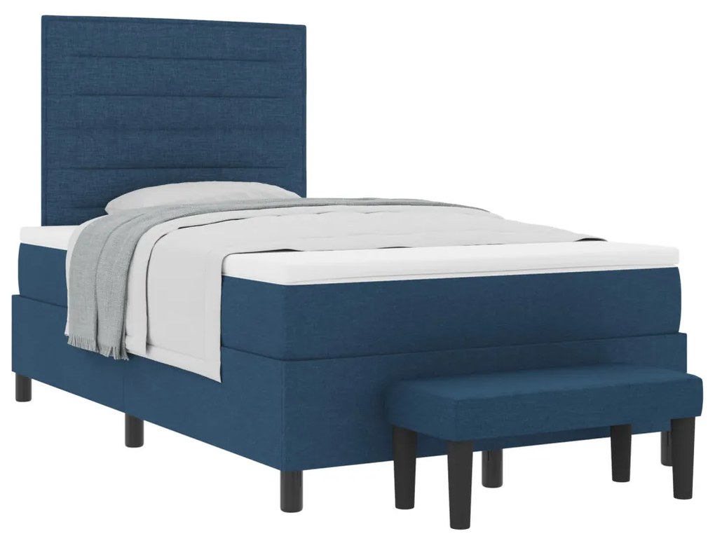 Box Spring Ágy Matraccal és Pad Kék 120x190 cm Szövet