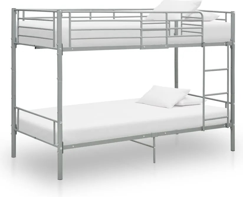 vidaXL szürke fém emeletes ágy 90 x 200 cm