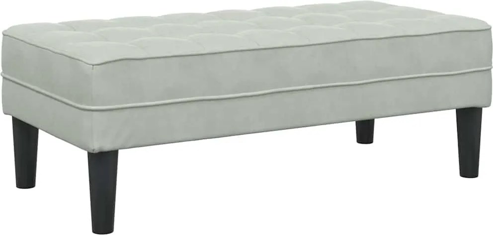vidaXL pad párnával Világosszürke 113 x 57 x 39 cm Bársony