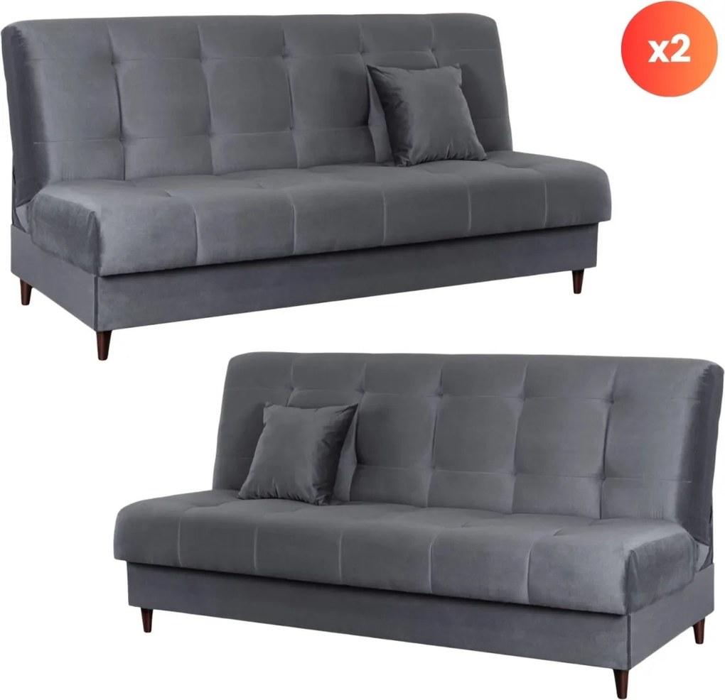 Zestaw 2x Wersalka Rozkładana LIMA Szara