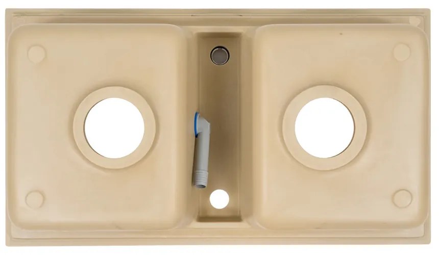 Tia szögletes két medencés gránit mosogató szifonnal bézs