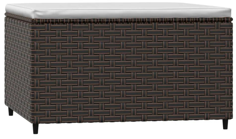 2 db barna polyrattan kerti lábtartó párnával