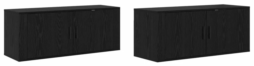 vidaXL Fali TV szekrény szett 2 pcs Fekete tölgy 100 x 34,5 x 40 cm