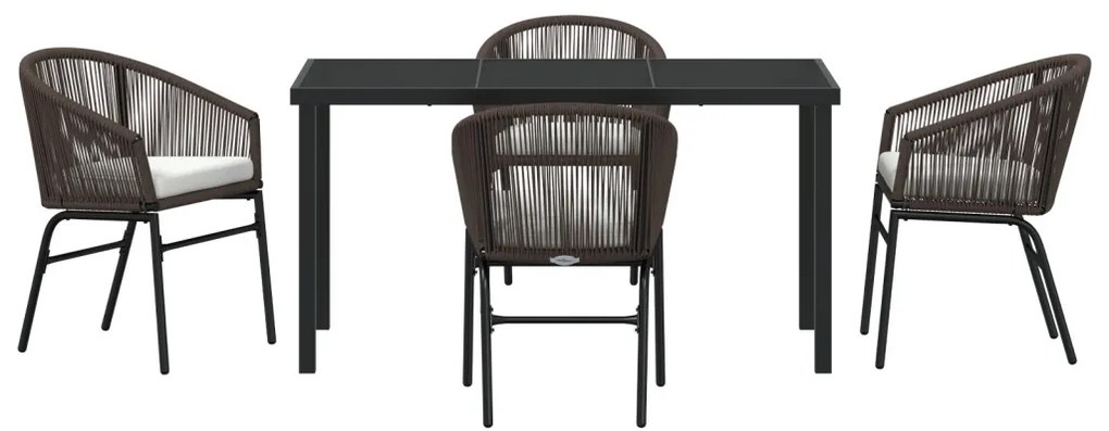 5 Részes Kerti Étkező Szett - Barna Poly Rattan