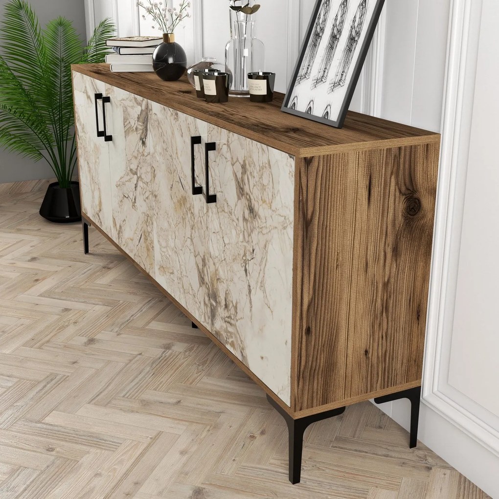 Konzolasztal Kiev - Diós, Fehér Marble