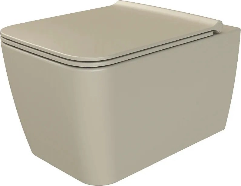 CeraStyle HERA fali WC - MATT BÉZS - BEÉPÍTETT bidé funkcióval - perem nélküli - 52 cm